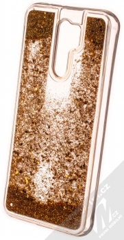 1Mcz Liquid Diamond Sparkle ochranný kryt s přesýpacím efektem třpytek pro Xiaomi Redmi 9 zlatá (gold) zezadu