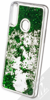 1Mcz Liquid Hexagon Sparkle ochranný kryt s přesýpacím efektem třpytek pro Samsung Galaxy A20s zelená (green) zezadu