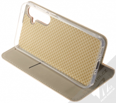 1Mcz Magnet Book flipové pouzdro pro Samsung Galaxy A35 zlatá (gold) stojánek