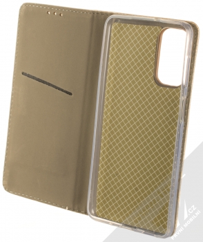 1Mcz Magnet Book flipové pouzdro pro Samsung Galaxy M52 5G zlatá (gold) otevřené