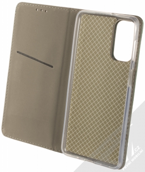 1Mcz Magnetic Book flipové pouzdro pro Samsung Galaxy M52 5G tmavě zelená (dark green) otevřené