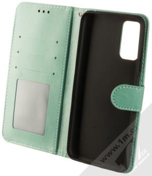 1Mcz Marten Strap Book flipové pouzdro pro Xiaomi Redmi Note 10 5G, Poco M3 Pro mátově zelená (mint green) otevřené