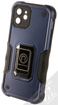 1Mcz Panzer Ring odolný ochranný kryt s držákem na prst pro Apple iPhone 12 tmavě modrá (dark blue)