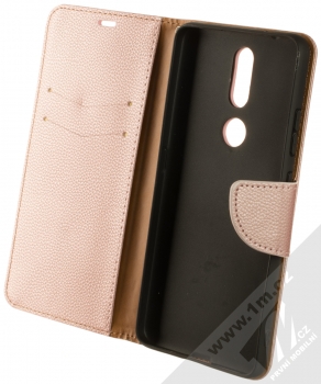 1Mcz Stranding Book flipové pouzdro pro Nokia 2.4 růžově zlatá (rose gold) otevřené