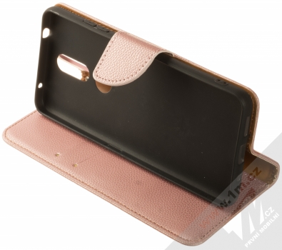 1Mcz Stranding Book flipové pouzdro pro Nokia 2.4 růžově zlatá (rose gold) stojánek