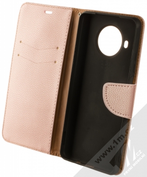 1Mcz Stranding Book flipové pouzdro pro Xiaomi Mi 10T Lite 5G růžově zlatá (rose gold) otevřené