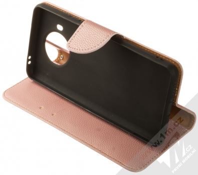 1Mcz Stranding Book flipové pouzdro pro Xiaomi Mi 10T Lite 5G růžově zlatá (rose gold) stojánek