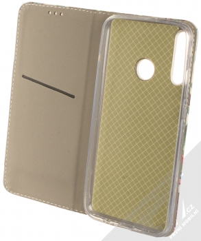 1Mcz Trendy Book Kapradí 2 flipové pouzdro pro Huawei P40 Lite E tmavě zelená (dark green) otevřené