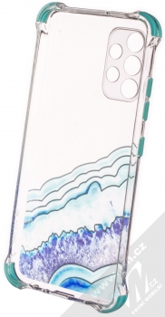 1Mcz Trendy Vodomalba Anti-Shock Skinny TPU ochranný kryt pro Samsung Galaxy A32 průhledná modrá (transparent blue) zepředu