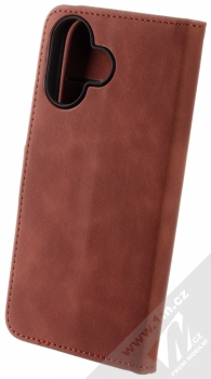 1Mcz Velvet Book flipové pouzdro pro Apple iPhone 16 hnědá (brown) zezadu