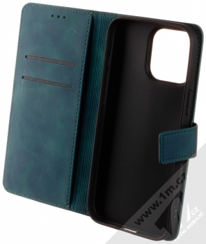 1Mcz Velvet Book flipové pouzdro pro Apple iPhone 16 Pro Max tmavě zelená (dark green) otevřené