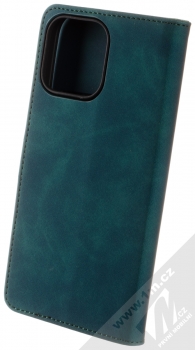 1Mcz Velvet Book flipové pouzdro pro Apple iPhone 16 Pro Max tmavě zelená (dark green) zezadu