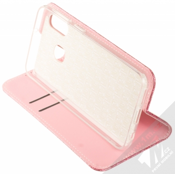 Forcell Shining Book třpytivé flipové pouzdro pro Samsung Galaxy A10 růžová (pink) stojánek