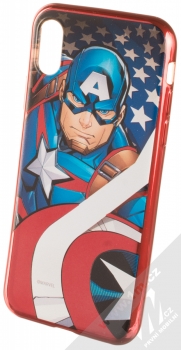 Marvel Kapitán Amerika 004 TPU pokovený ochranný silikonový kryt s motivem pro Apple iPhone X, iPhone XS vícebarevné červená (multicolored red chrome)