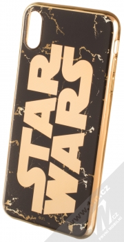 Star Wars Titulní Logo 007 TPU pokovený ochranný silikonový kryt s motivem pro Apple iPhone XS Max černá zlatá (black gold)