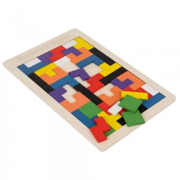 1Mcz SNA-5937 Dřevěné puzzle Tetris 18 x 27 cm 40 ks vícebarevné (multicolored)