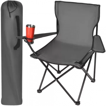 1Mcz Kempingová židle, skládací rybářské křeslo s nosností 100 kg šedá (gray)