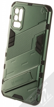 1Mcz Armor Ribbed odolný ochranný kryt se stojánkem pro Xiaomi Redmi Note 10 5G, Poco M3 Pro mechově zelená (moss green)