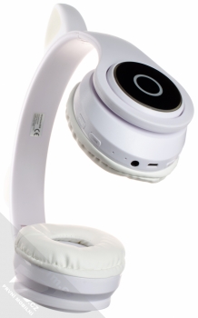 1Mcz B39A Bluetooth stereo sluchátka s oušky a světelnými efekty bílá (white) zezdola (konektory)