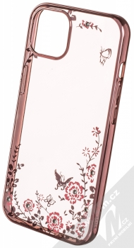1Mcz Diamond Flower TPU ochranný kryt pro Apple iPhone 13 růžově zlatá (rose gold)