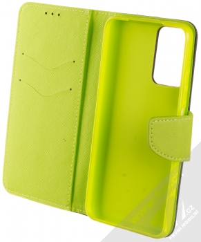 1Mcz Fancy Book flipové pouzdro pro Xiaomi Redmi Note 12S modrá limetkově zelená (blue lime) otevřené