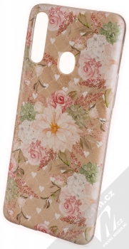 1Mcz Floral TPU Srdce a růžičky ochranný kryt pro Samsung Galaxy A20s béžová (beige)