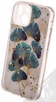 1Mcz Gold Glam Lístky TPU ochranný kryt pro Apple iPhone 13 mini bílá zelená (white green)