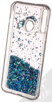 1Mcz Liquid Diamond Sparkle ochranný kryt s přesýpacím efektem třpytek pro Huawei P40 Lite E tyrkysová (turquoise) zepředu