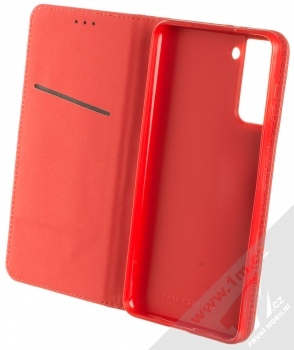 1Mcz Magnet Book Color flipové pouzdro pro Samsung Galaxy S21 Plus červená (red) otevřené