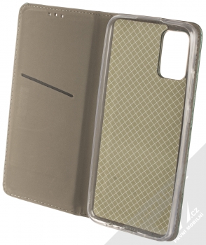 1Mcz Magnetic Book flipové pouzdro pro Samsung Galaxy A02s tmavě zelená (dark green) otevřené