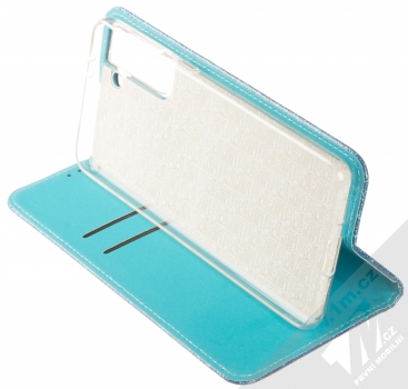 1Mcz Shining Book třpytivé flipové pouzdro pro Samsung Galaxy S21 Plus modrá (blue) stojánek