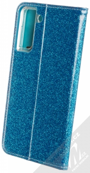 1Mcz Shining Book třpytivé flipové pouzdro pro Samsung Galaxy S21 Plus modrá (blue) zezadu