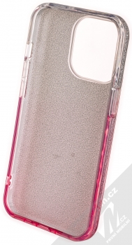 1Mcz Shining Duo TPU třpytivý ochranný kryt pro Apple iPhone 13 Pro stříbrná růžová (silver pink) zepředu