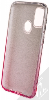 1Mcz Shining Duo TPU třpytivý ochranný kryt pro Samsung Galaxy M21 stříbrná růžová (silver pink) zepředu