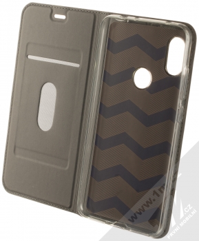 1Mcz Skin Book flipové pouzdro pro Xiaomi Redmi Note 6 Pro tmavě šedá (dark grey) otevřené