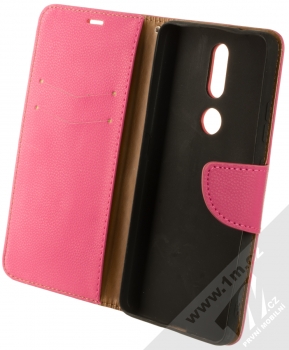 1Mcz Stranding Book flipové pouzdro pro Nokia 2.4 sytě růžová (hot pink) otevřené