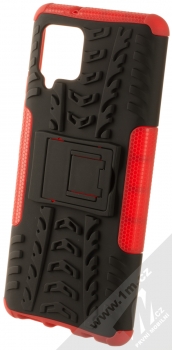 1Mcz Tread Stand odolný ochranný kryt se stojánkem pro Samsung Galaxy A42 5G červená černá (red black)