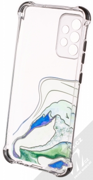 1Mcz Trendy Vodomalba Anti-Shock Skinny TPU ochranný kryt pro Samsung Galaxy A72, Galaxy A72 5G průhledná zelená černá (transparent green black) zepředu