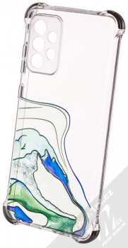 1Mcz Trendy Vodomalba Anti-Shock Skinny TPU ochranný kryt pro Samsung Galaxy A72, Galaxy A72 5G průhledná zelená černá (transparent green black)