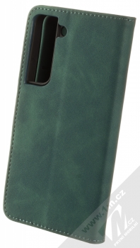 1Mcz Velvet Book flipové pouzdro pro Samsung Galaxy S22 5G tmavě zelená (dark green) zezadu