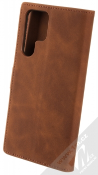 1Mcz Velvet Book flipové pouzdro pro Samsung Galaxy S22 Ultra 5G hnědá (brown) zezadu