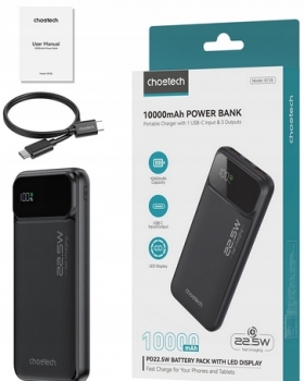 Choetech B728 powerbanka 10000mAh 22.5W černá (black)