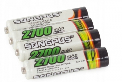 1Mcz SP-1815 Rechargeable nabíjecí mikrotužkové baterie AAA HR03 2700mAh 4ks bílá zelená (white green)