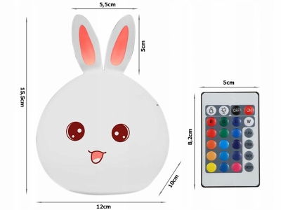 1Mcz Colorful Silicone Lamp Vysmátý Králíček noční lampička s nastavením RGB barvy bílá (white)