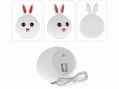 1Mcz Colorful Silicone Lamp Vysmátý Králíček noční lampička s nastavením RGB barvy bílá (white)