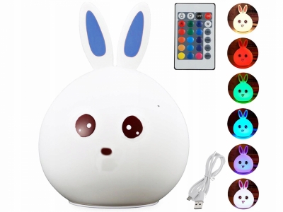 1Mcz Colorful Silicone Lamp Vysmátý Králíček noční lampička s nastavením RGB barvy bílá (white)