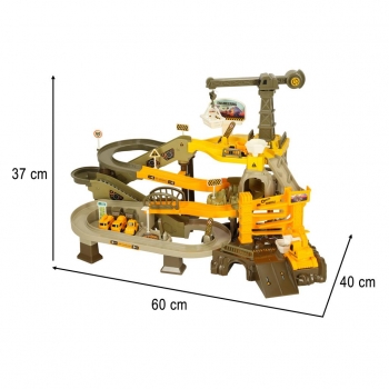 1Mcz T102-66A Důlní autodráha se stavebními autíčky a jeřábem žlutá šedá (yellow grey)