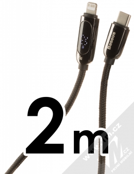 Baseus Display Fast Cable opletený USB Type-C kabel délky 2 metry s Apple Lightning konektorem 20W (CATLSK-A01) stříbrná černá (silver black)