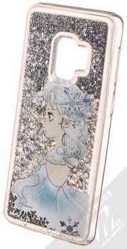 Disney Sand Elsa 010 ochranný kryt s přesýpacím efektem třpytek s motivem pro Samsung Galaxy S9 průhledná stříbrná (transparent silver) animace 3