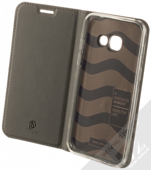 Dux Ducis Skin Pro flipové pouzdro pro Samsung Galaxy A3 (2017) tmavě šedá (dark gray) otevřené